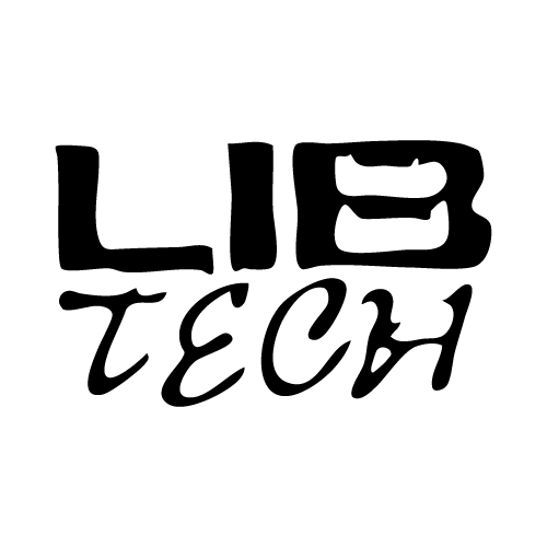 The image shows the Lib Tech logo with LIB in bold, blocky uppercase letters above TECH in a stylized, script-like font, all in black on a light background.